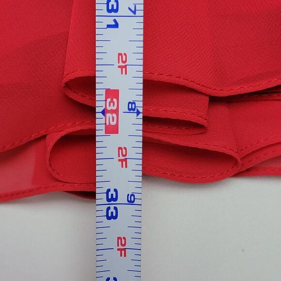 Mori Lee Strapless Red Dress Faux Wrap Chiffon 14 683 - Picture 15 of 16